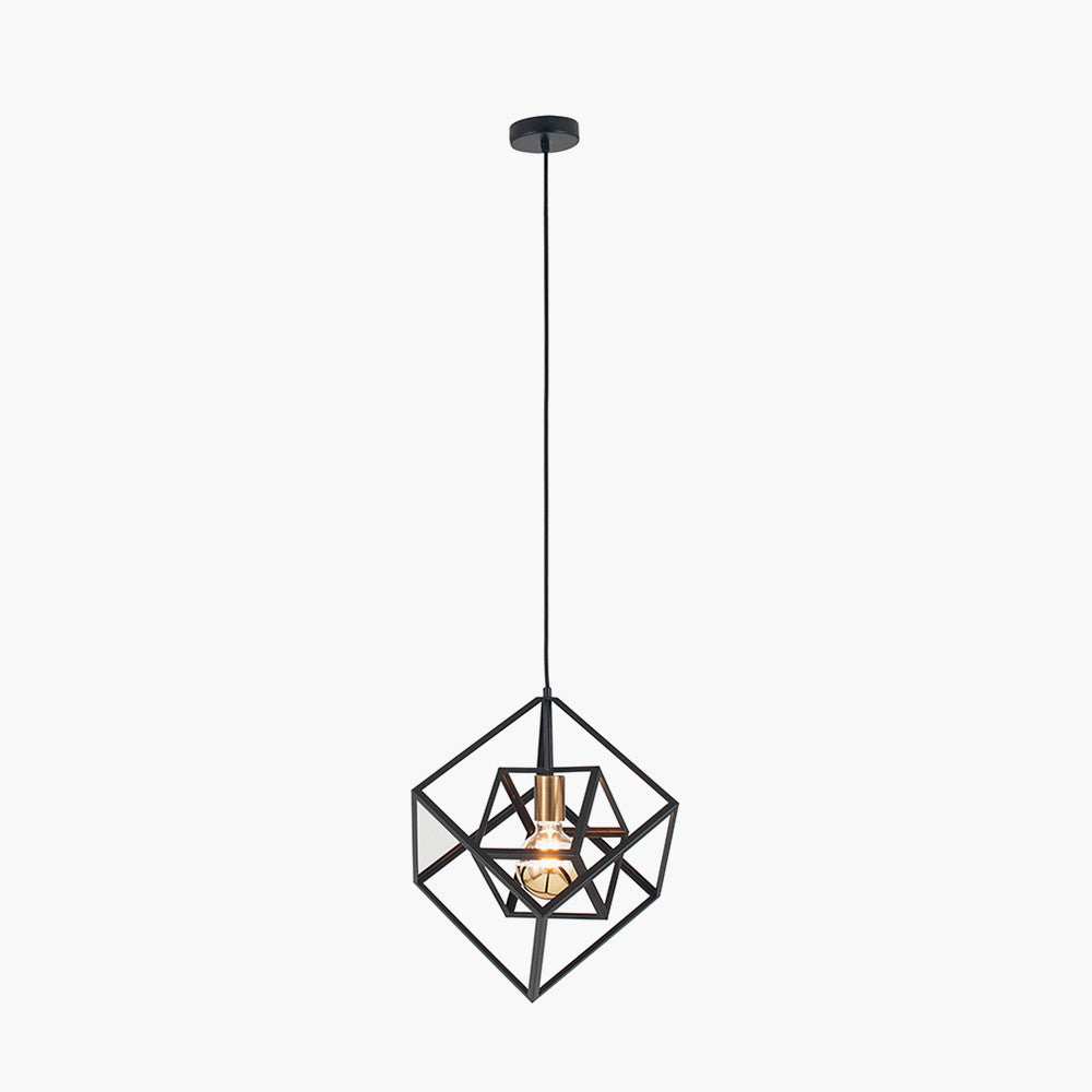 Alessio Matt Black Metal Cube Pendant Light